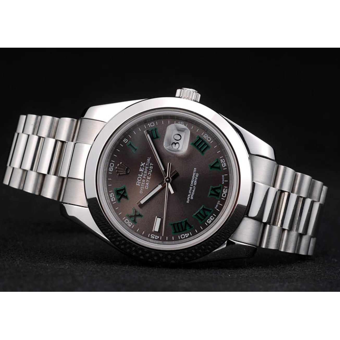 Aaa replica watch Grey Swiss Rolex Stainless Bezel DateJust Polished Dial Steel 42000 0617